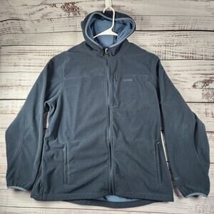 L.L. Bean Men's XXL Tall Polartec Fleece Jacket Blue Hooded Full Zip Outdoor